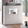 3-türiges Highboard mit Glas Einsatz in Weiß - Hazime