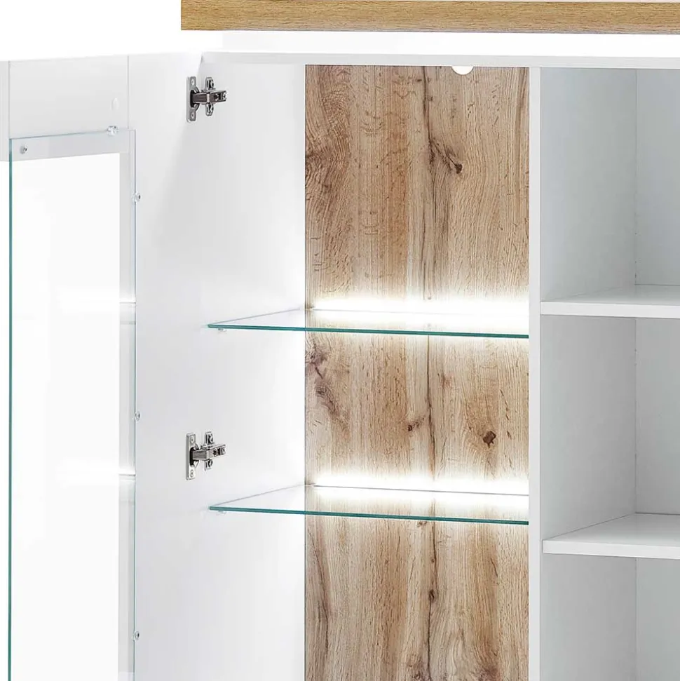 3-türiges Highboard Vitrine beleuchtet LED - Caldri