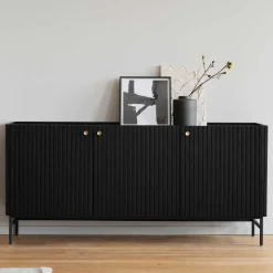 3-türiges Sideboard in Schwarz - Hemorian