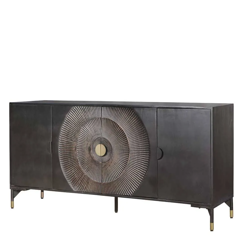 4-türiges Sideboard in Schwarz und Messing - Alkatar
