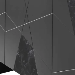 3-türiges Sideboard mit Marmor Einsätzen Schwarz - Wakes