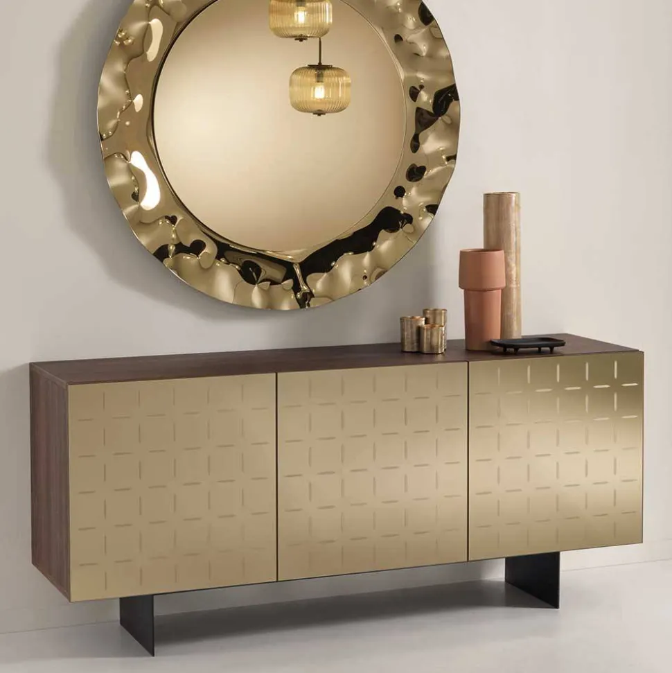 3-türiges Sideboard mit Spiegel Front Bronze - Imarena