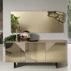 3-türiges Sideboard mit Spiegelglas in Bronze - Razepta