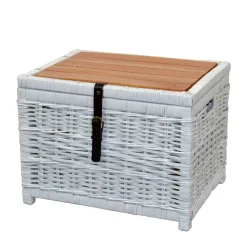 Truhe Wohnzimmertisch aus Rattan Weiß - Jacopo