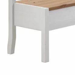 Truhen Eckbank Lugon in Weiß mit Braun