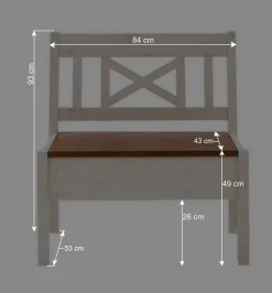 Truhenbank Barlad in Weiß Braun