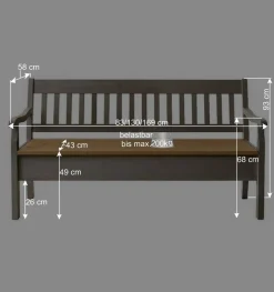 Truhenbank Ziamora in Grau