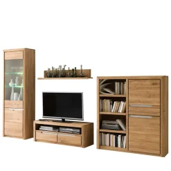 TV Anbauwand Croconia aus Wildeiche Massivholz (vierteilig)