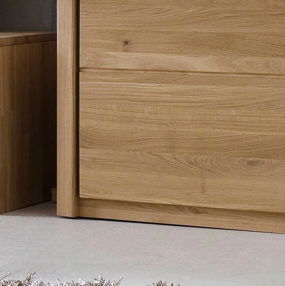 TV Anbauwand Croconia aus Wildeiche Massivholz (vierteilig)