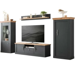 TV Anbauwand in Anthrazit & Wildeiche - Lionel (vierteilig)