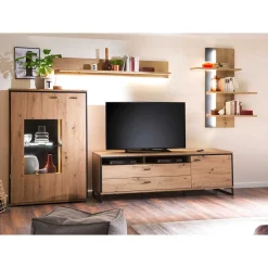 TV Anbauwand in Eicheoptik - Nikdus (vierteilig)