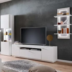 TV Anbauwand Set in Weiß - Hazime (dreiteilig)
