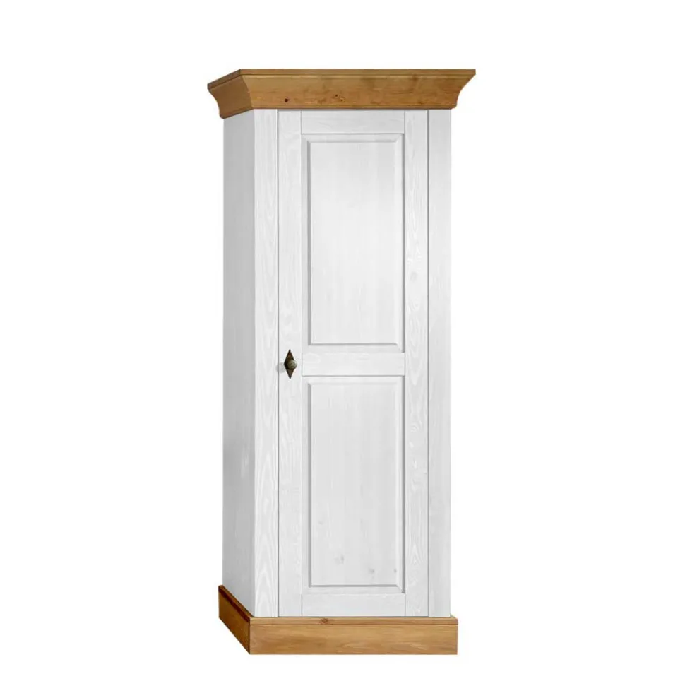 TV Anbauwand Sibiuta in Weiß Kiefer teilmassiv (dreiteilig)