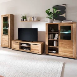 TV Anbauwand teilmassiv Set - Vlacoma (vierteilig)