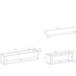 TV Board & Regal & Sekretär hängend - Nonessia (dreiteilig)