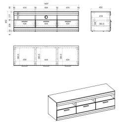TV Board & Wandboard & Highboard - Lioscas (dreiteilig)