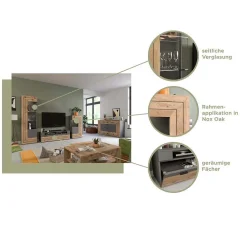 TV Board in Wildeiche NB & Grau - Scarlett