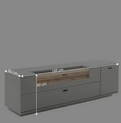 TV Lowboard & Vitrine & Wandboard Set - Apulco (dreiteilig)