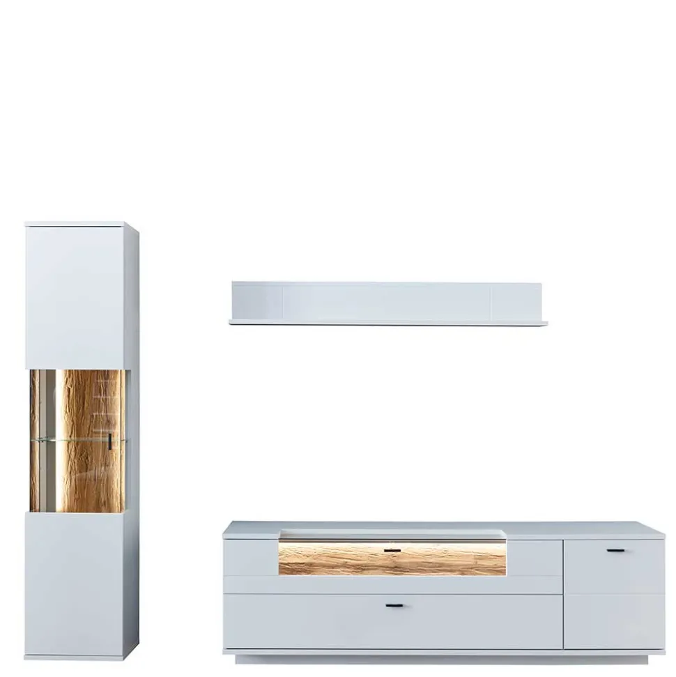 TV Lowboard & Vitrine & Wandboard Set - Apulco (dreiteilig)