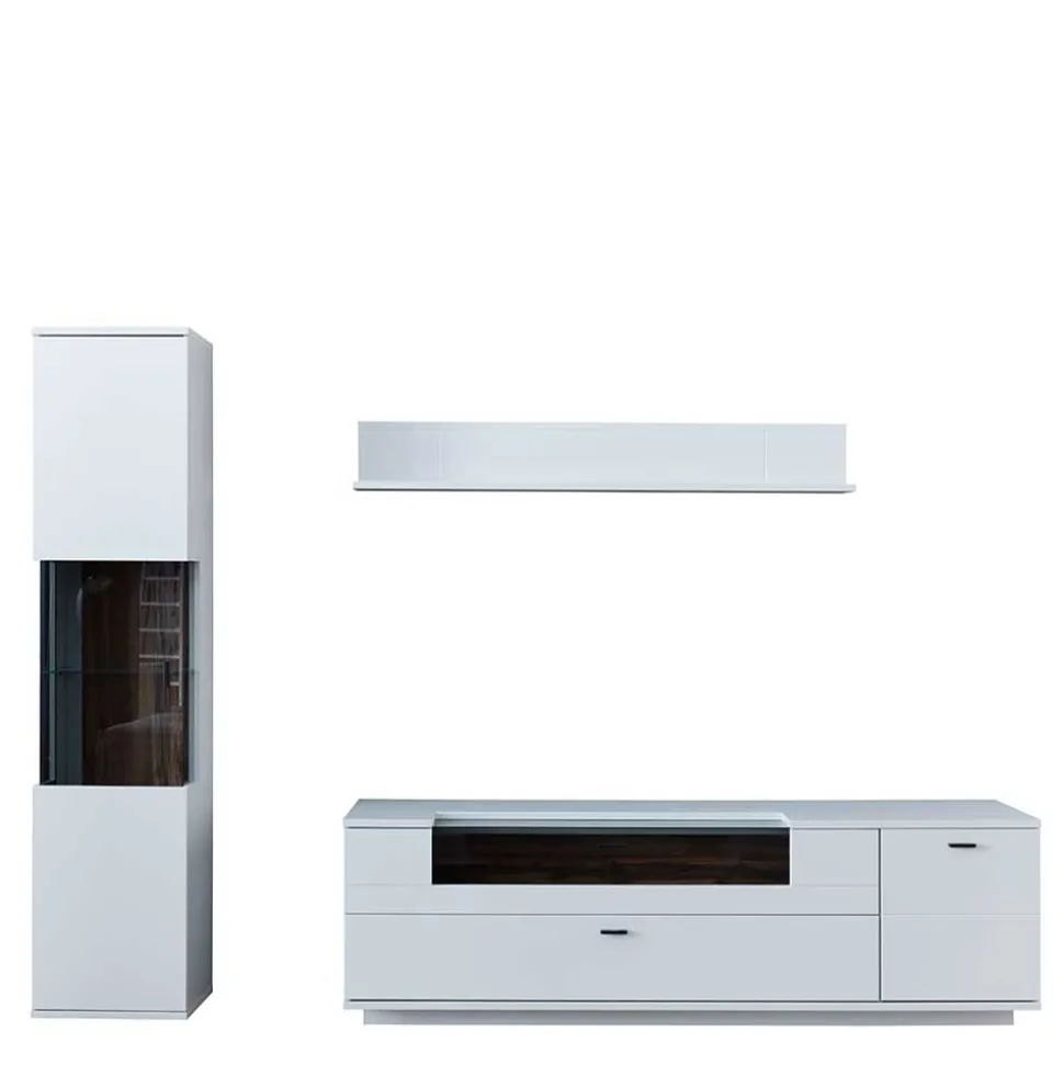 TV Lowboard & Vitrine & Wandboard Set - Apulco (dreiteilig)