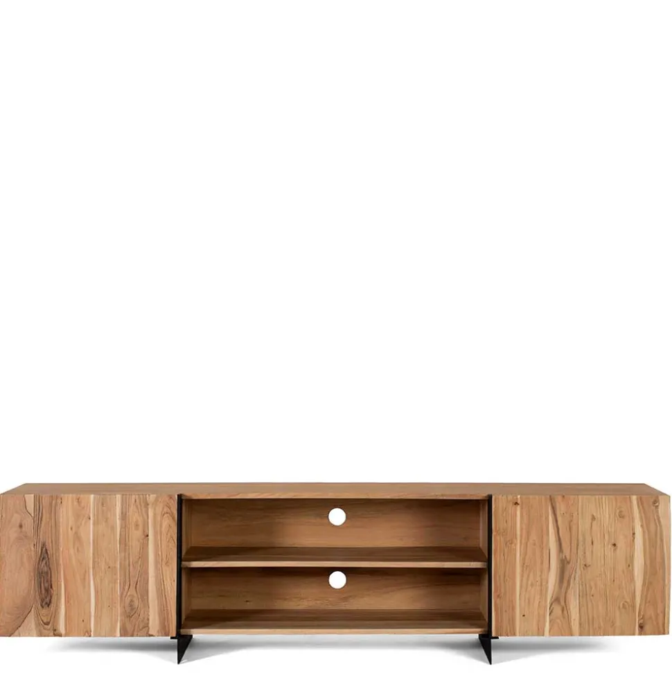 TV Lowboard aus Akazienholz und Metall - Bastima