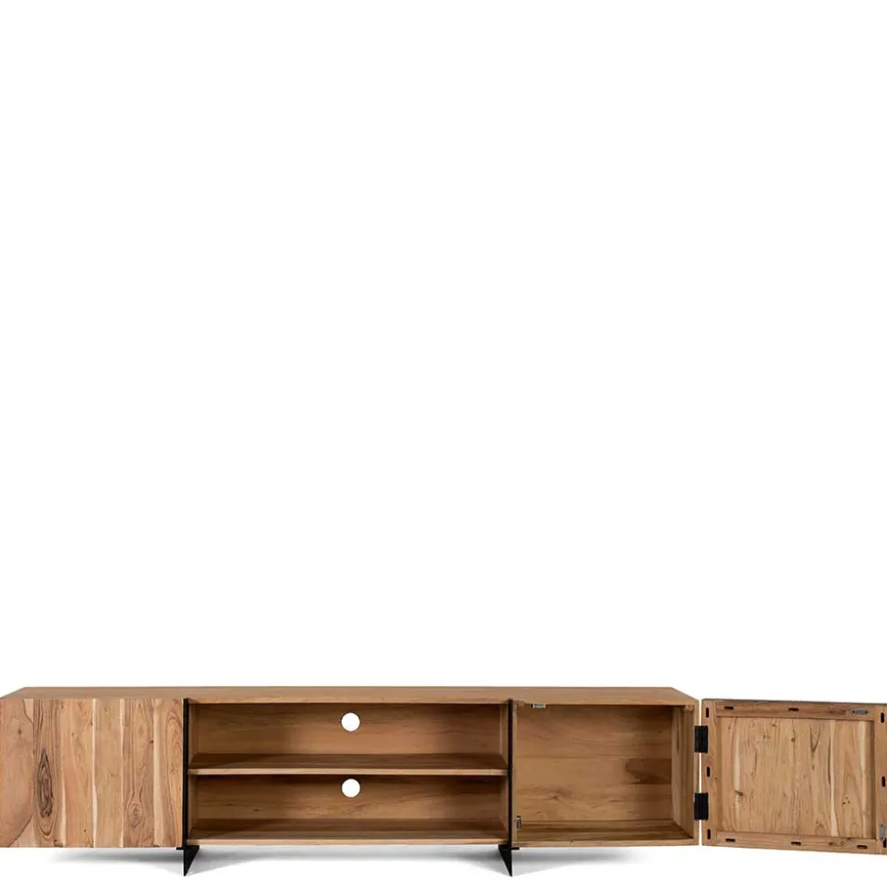 TV Lowboard aus Akazienholz und Metall - Bastima