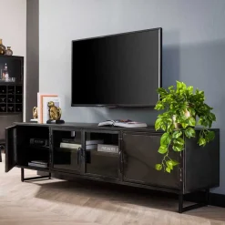 TV Lowboard aus Metall & Glas - Brayden