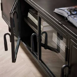 TV Lowboard aus Metall & Glas - Brayden