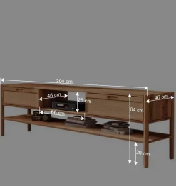 TV Lowboard aus Wildbuche & Rattan - Indrya