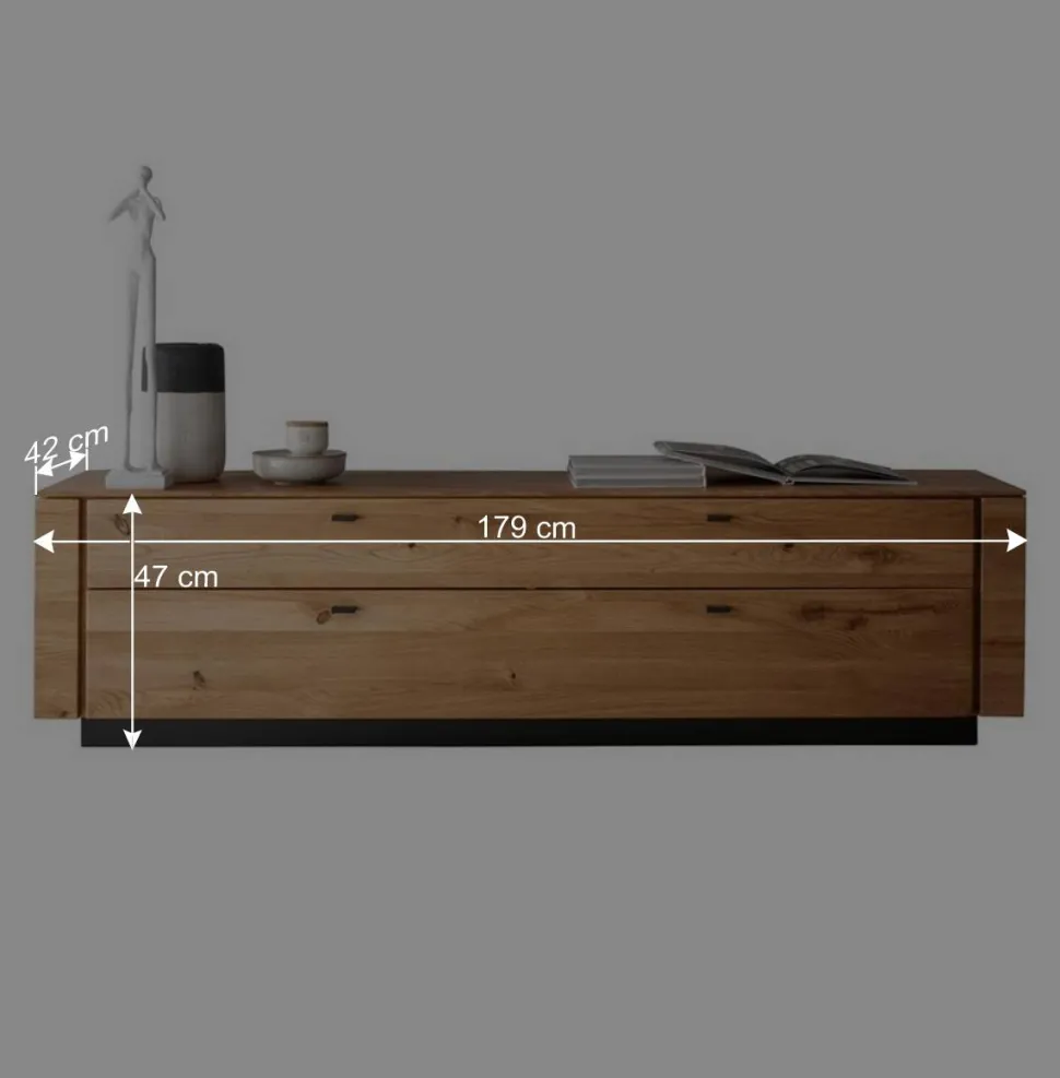 TV Lowboard aus Wildeiche mit Metallgriffen - Dump