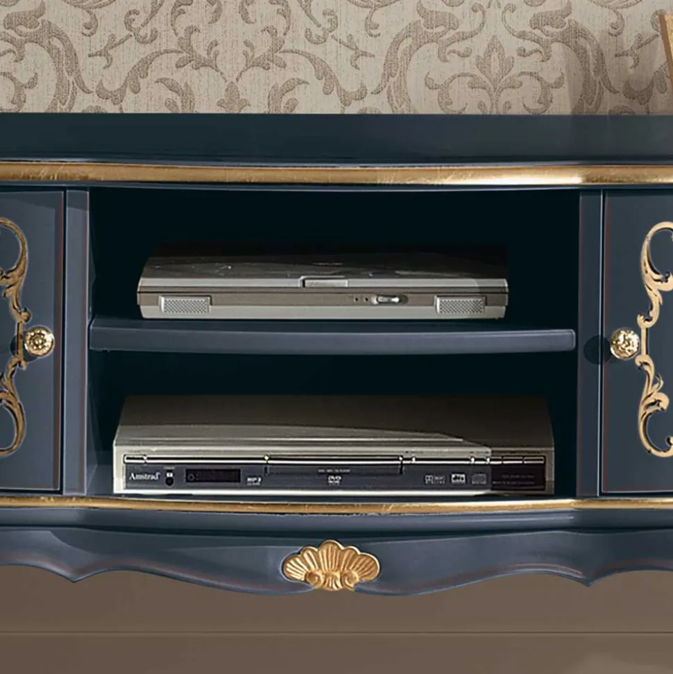 TV Lowboard im Barockstil in Dunkelblau - Otaligo