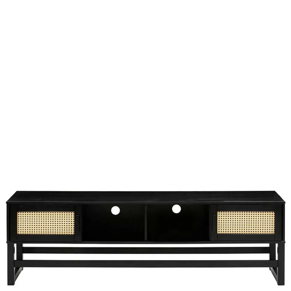 TV Lowboard in Dunkelbraun mit Wiener Geflecht - Santiana
