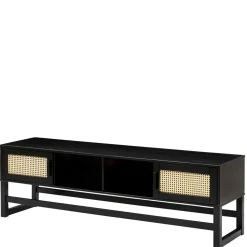 TV Lowboard in Dunkelbraun mit Wiener Geflecht - Santiana