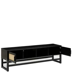 TV Lowboard in Dunkelbraun mit Wiener Geflecht - Santiana