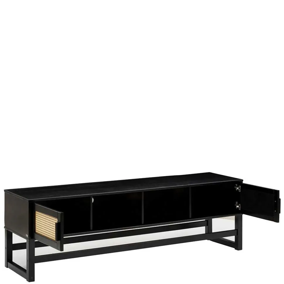 TV Lowboard in Dunkelbraun mit Wiener Geflecht - Santiana