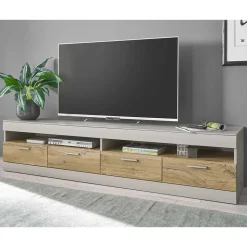 TV Lowboard in Hellgrau & Zinneiche NB - Lioscas