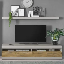 TV Lowboard in Hellgrau & Zinneiche NB - Lioscas