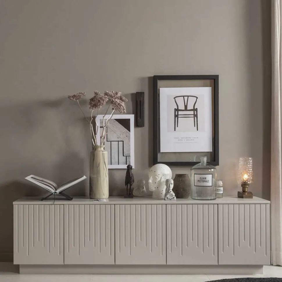 TV Lowboard in Hellgrau lackiert - Lucaz