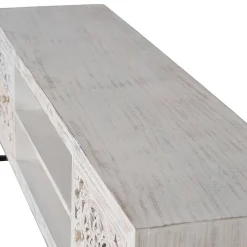 TV Lowboard in Mangoholz White Wash - Fudorus