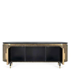 TV Lowboard in Schwarz mit Bronze - Hayato