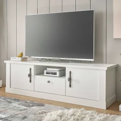 TV Lowboard in weißer Holzoptik Pinie - Liancos