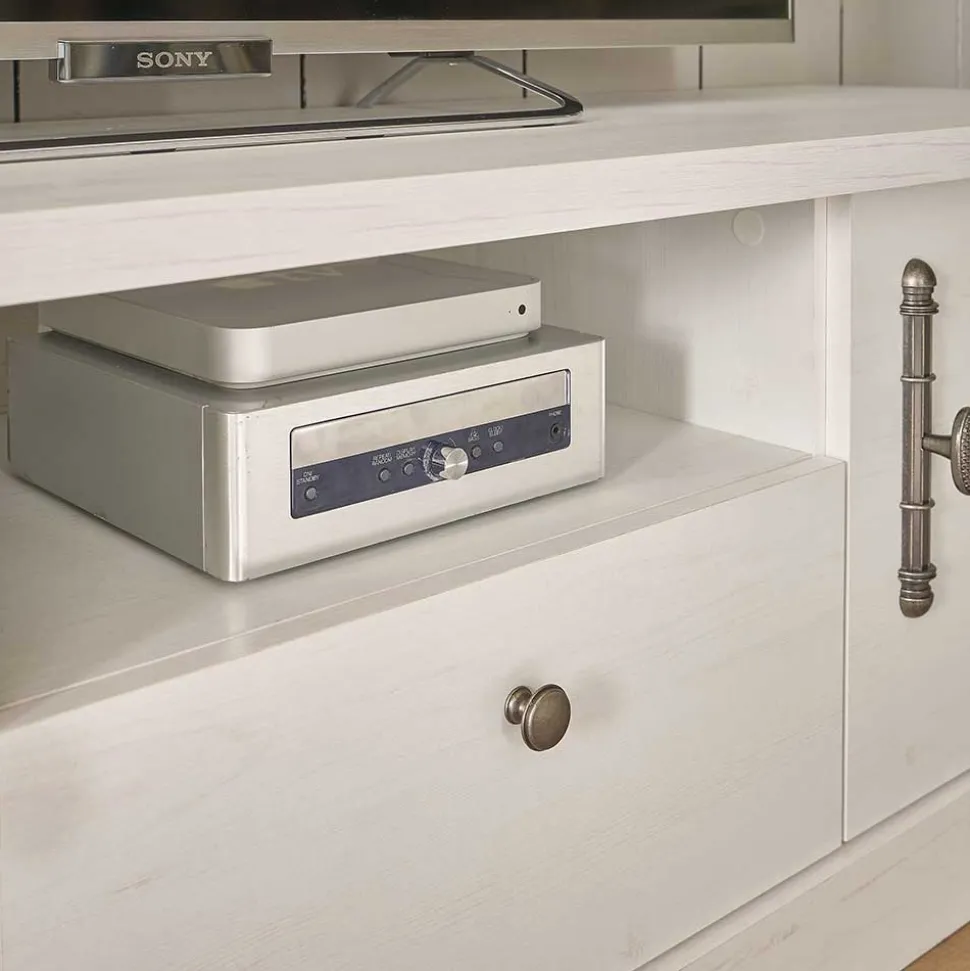 TV Lowboard in weißer Holzoptik Pinie - Liancos