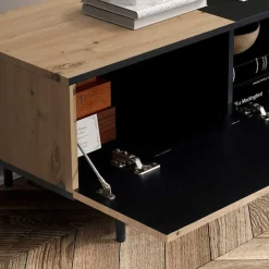 TV Lowboard in Wildeiche Optik & Schwarz - Camplona