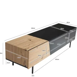 TV Lowboard in Wildeiche Optik & Schwarz - Camplona