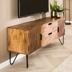 TV Unterschrank aus Mangoholz in Sandfarben - Baina