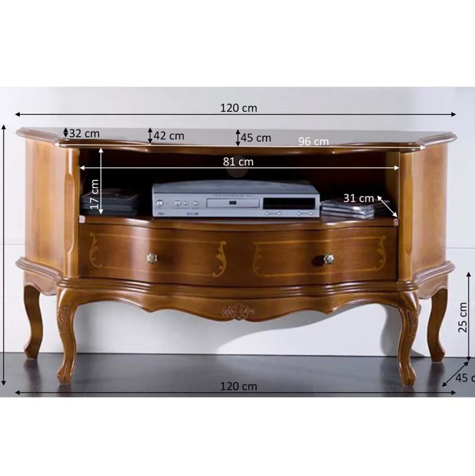 TV Unterschrank im Barock Stil Dentro Nussbaumfarben