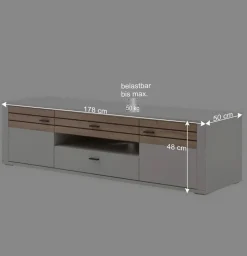 TV Unterschrank in Lichtgrau mit Wildeiche - Ballina