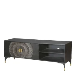 TV Unterschrank in Schwarz mit Messing - Alkatar