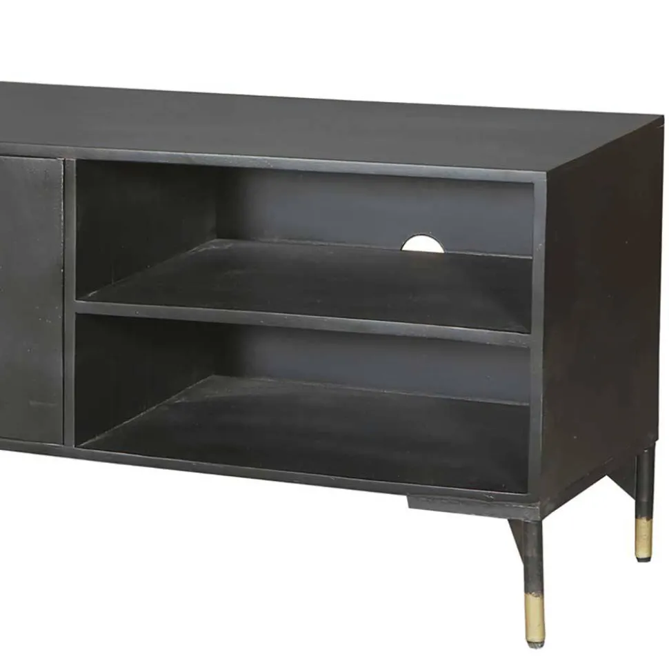 TV Unterschrank in Schwarz mit Messing - Alkatar