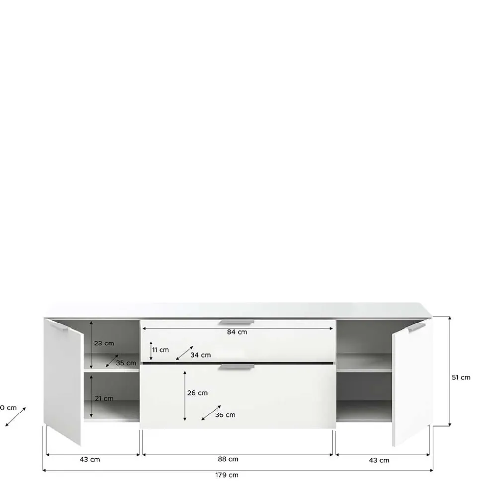 TV Unterschrank in Weiß - Intiatos